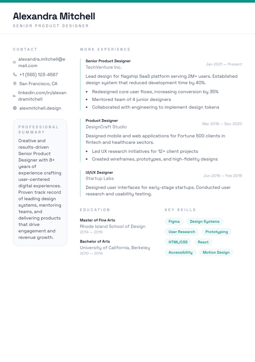 Atlas resume template preview