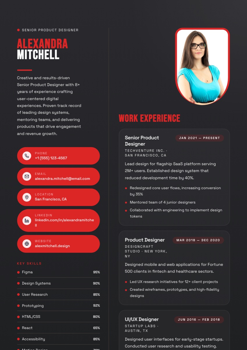 Ember resume template preview