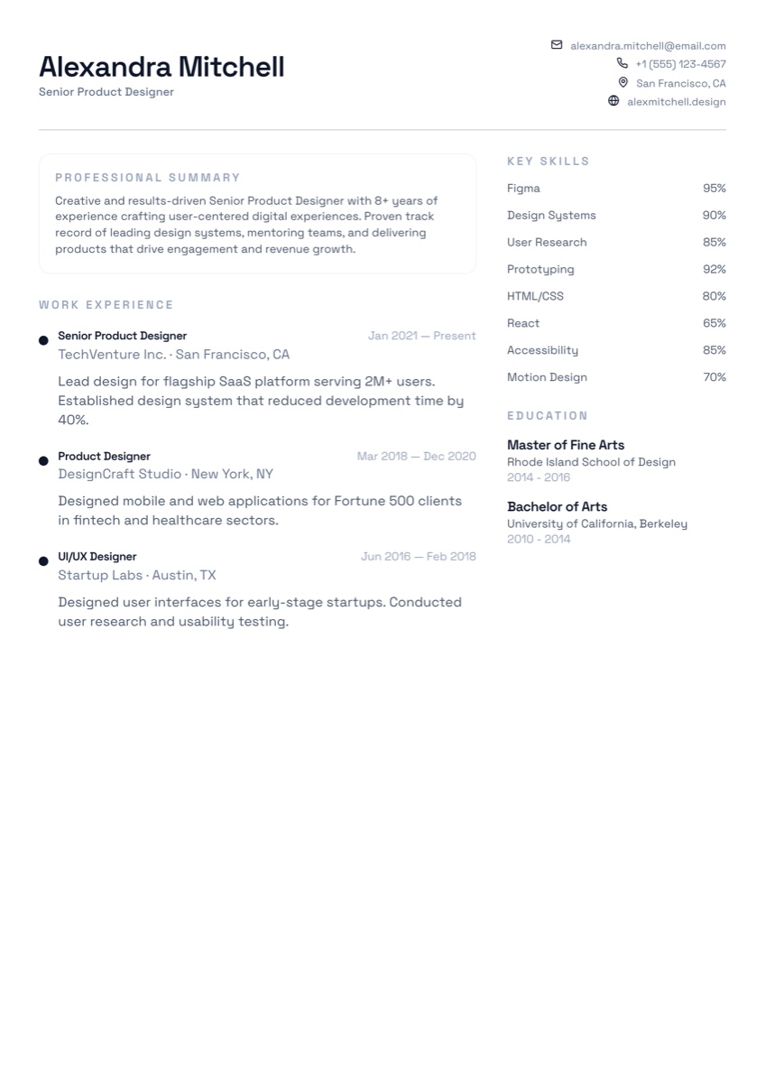 Forge resume template preview