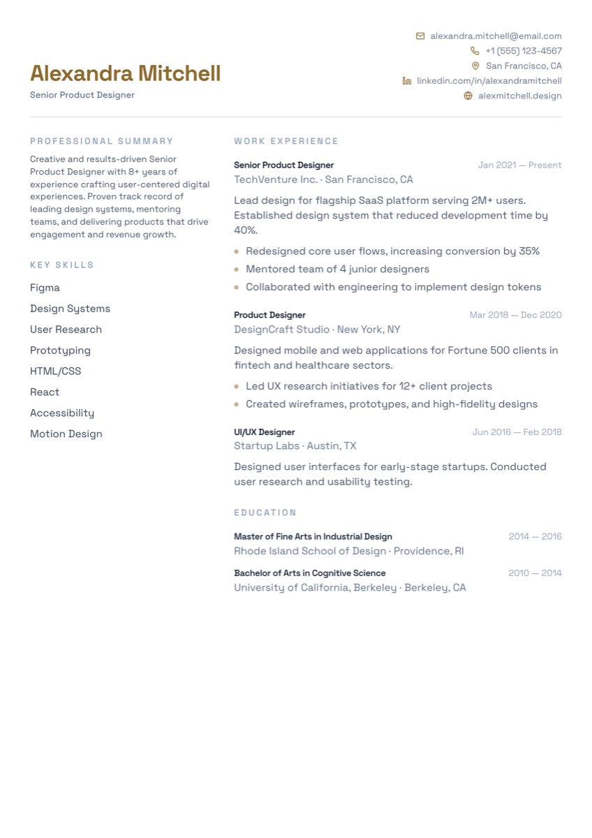 Regency resume template preview