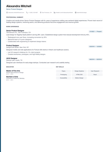 Anteprima del template CV Sterling